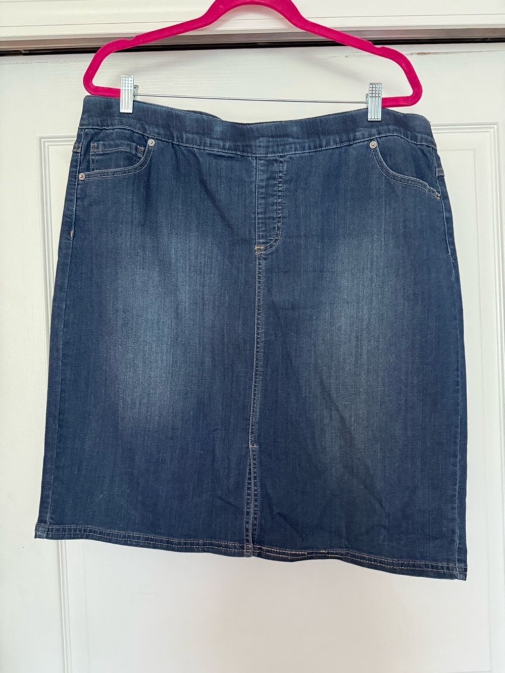 My Wonderful Denim Control Dark Blue Denim Midi Skirt